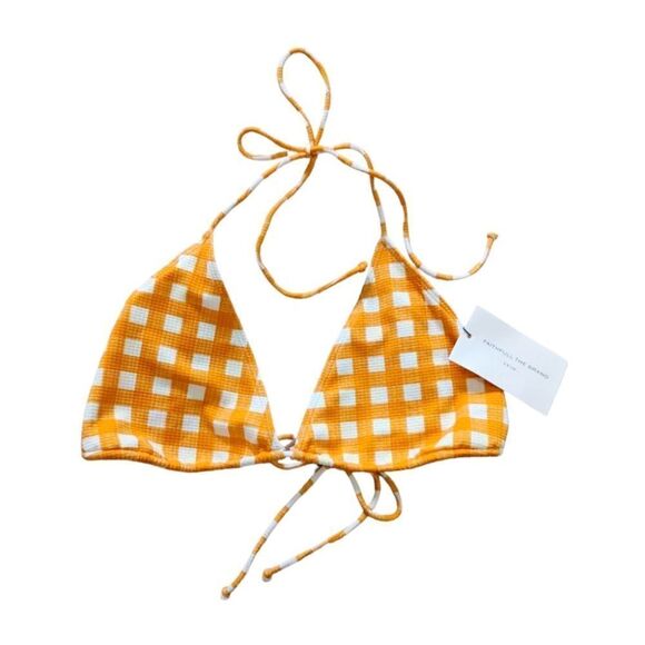 Sundar Bikini Top in Orange Gingham Sz XL Faithfull the Brand Swimsuit NWT - Picture 10 of 15